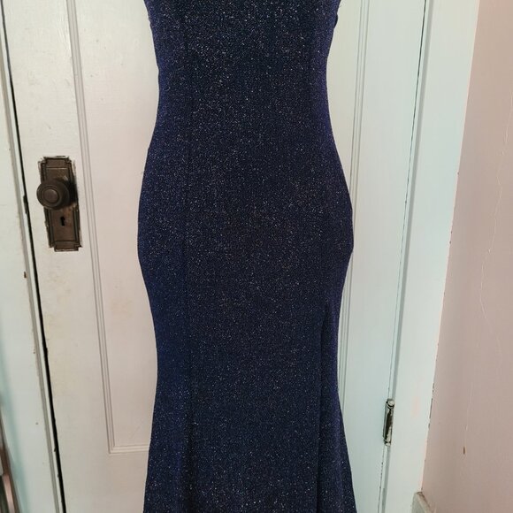 Fiesta Fashion Blue Sparkle Full Length Dress Size Medium - Picture 9 of 12